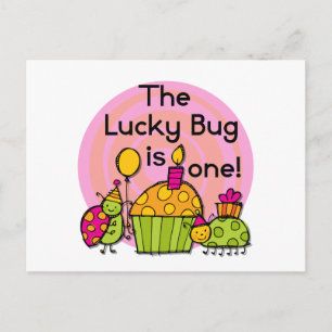 Lucky Bug Cupcake 1st Birthday Tshirts en Gifts Briefkaart