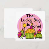 Lucky Bug Cupcake 1st Birthday Tshirts en Gifts Kaart (Voorkant / Achterkant)