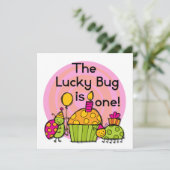 Lucky Bug Cupcake 1st Birthday Tshirts en Gifts Kaart (Staand voorkant)