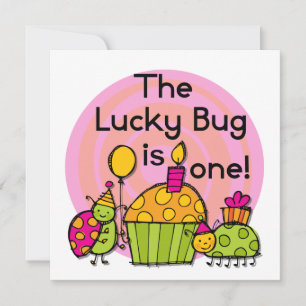 Lucky Bug Cupcake 1st Birthday Tshirts en Gifts Kaart