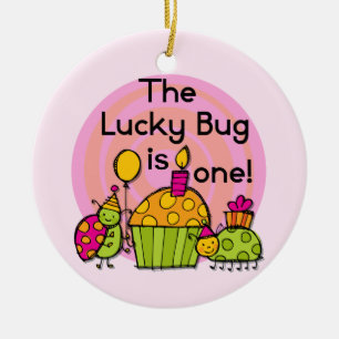 Lucky Bug Cupcake 1st Birthday Tshirts en Gifts Keramisch Ornament
