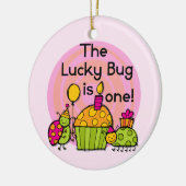 Lucky Bug Cupcake 1st Birthday Tshirts en Gifts Keramisch Ornament (Links)