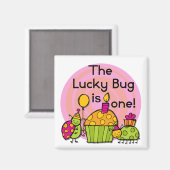 Lucky Bug Cupcake 1st Birthday Tshirts en Gifts Magneet (Voorkant / Achterkant)