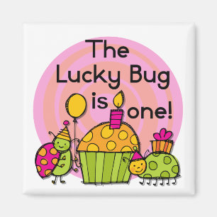 Lucky Bug Cupcake 1st Birthday Tshirts en Gifts Magneet