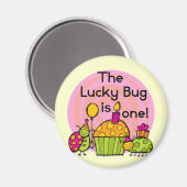 Lucky Bug Cupcake 1st Birthday Tshirts en Gifts Magneet (Voorkant / Achterkant)