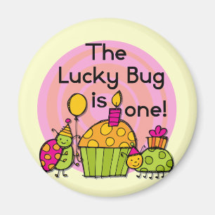 Lucky Bug Cupcake 1st Birthday Tshirts en Gifts Magneet