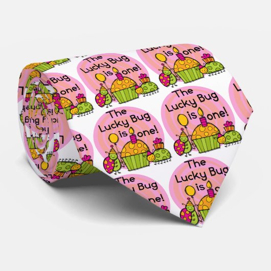Lucky Bug Cupcake 1st Birthday Tshirts en Gifts Stropdas (Opgerold)