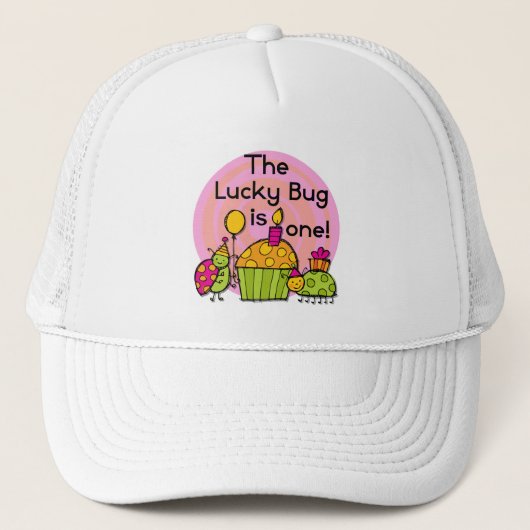 Lucky Bug Cupcake 1st Birthday Tshirts en Gifts Trucker Pet (Voorkant)