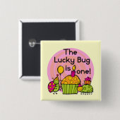 Lucky Bug Cupcake 1st Birthday Tshirts en Gifts Vierkante Button 5,1 Cm (Voorkant /achterkant)