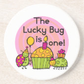 Lucky Bug Cupcake 1st Birthday Tshirts en Gifts Zandsteen Onderzetter (Voorkant)