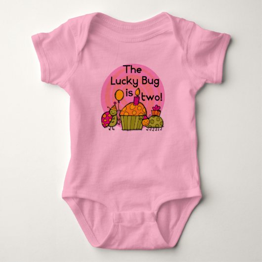 Lucky Bug Cupcake 2e Verjaardag T-shirts en gesche (Voorkant)