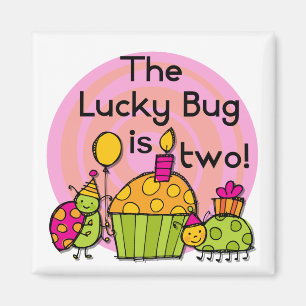 Lucky Bug Cupcake 2e Verjaardag T-shirts en gesche Magneet
