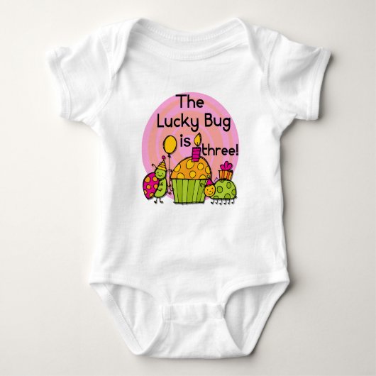Lucky Bug Cupcake 3e Verjaardag Tshirts en geschen (Voorkant)