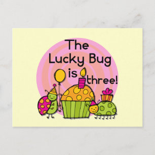 Lucky Bug Cupcake 3e Verjaardag Tshirts en geschen Briefkaart