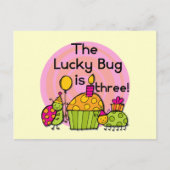 Lucky Bug Cupcake 3e Verjaardag Tshirts en geschen Briefkaart (Voorkant)