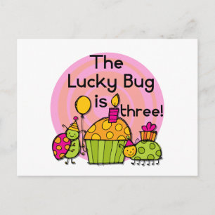 Lucky Bug Cupcake 3e Verjaardag Tshirts en geschen Briefkaart