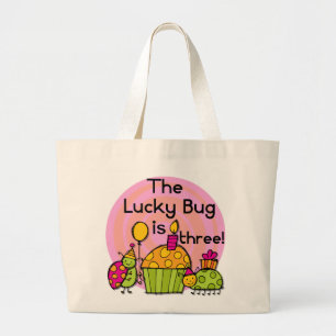 Lucky Bug Cupcake 3e Verjaardag Tshirts en geschen Grote Tote Bag