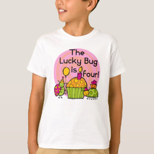 Lucky Bug Cupcake 4e verjaardag T-shirts en gesche