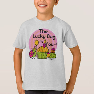 Lucky Bug Cupcake 4e verjaardag T-shirts en gesche