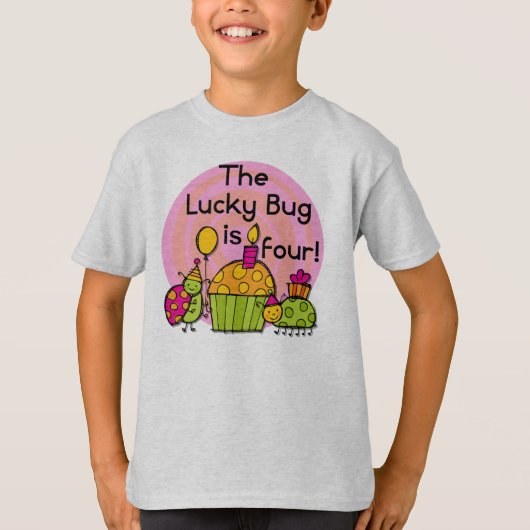 Lucky Bug Cupcake 4e verjaardag T-shirts en gesche (Voorkant)