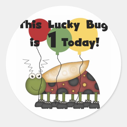 Lucky Bug is een verjaardag Tshirts en geschenken Ronde Sticker (Voorkant)