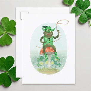 Lucky Bullfrog Cowboy op een paddenstoel Briefkaart
