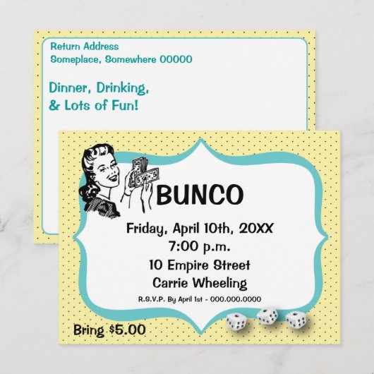 Lucky Bunco Player Briefkaart van Artinspited (Voorkant / Achterkant)