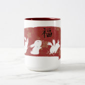 Lucky Bunnies penseelstreek Mok (rood) (Center)