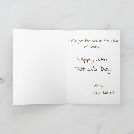 Lucky Bunny Rabbit St. Patrick's Day Card Kaart (Binnen)