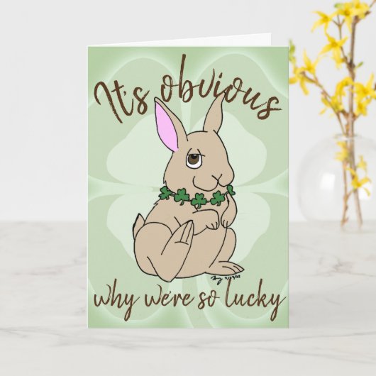 Lucky Bunny Rabbit St. Patrick's Day Kaart (Gele Bloem)