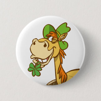 Lucky Cartoon Horse op St Patrick's Day knop Ronde Button 5,7 Cm