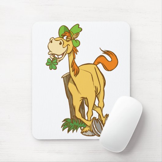 Lucky Cartoon Horse op St Patrick's Day mousepad Muismat (Met muis)