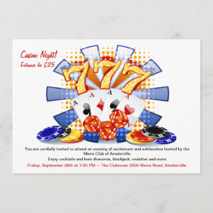 Lucky Casino Night Invitation Kaart