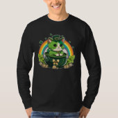 Lucky Cat and Pot Rainbow Shamrock St Patrick s Da T-shirt (Voorkant)