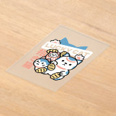 Lucky Cat Art – Maneki Neko with Gold Coin Acryl Uitnodigingen (Laagn)