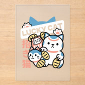 Lucky Cat Art – Maneki Neko with Gold Coin Acryl Uitnodigingen (Voorkant)