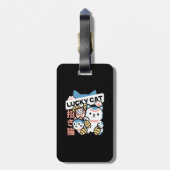 Lucky Cat Art – Maneki Neko with Gold Coin Bagagelabel (Achterkant verticaal)