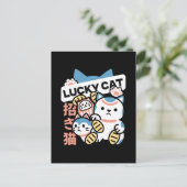 Lucky Cat Art – Maneki Neko with Gold Coin Briefkaart (Staand voorkant)