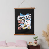Lucky Cat Art – Maneki Neko with Gold Coin Hangend Wandkleed (Slaapkamer)