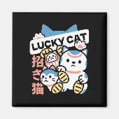 Lucky Cat Art – Maneki Neko with Gold Coin Magneet (Voorkant)