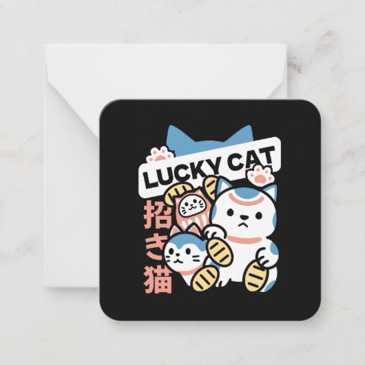 Lucky Cat Art – Maneki Neko with Gold Coin Notitiekaartje (Voorkant)