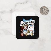Lucky Cat Art – Maneki Neko with Gold Coin Notitiekaartje (Voorkant / Achterkant in situ)