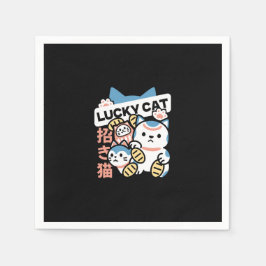 Lucky Cat Art – Maneki Neko with Gold Coin Servet