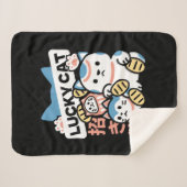 Lucky Cat Art – Maneki Neko with Gold Coin Sherpa Deken (Voorkant (horizontaal))