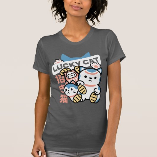 Lucky Cat Art – Maneki Neko with Gold Coin T-shirt (Voorkant)