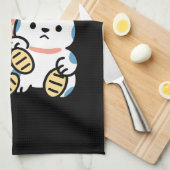 Lucky Cat Art – Maneki Neko with Gold Coin Theedoek (Quarter Fold)