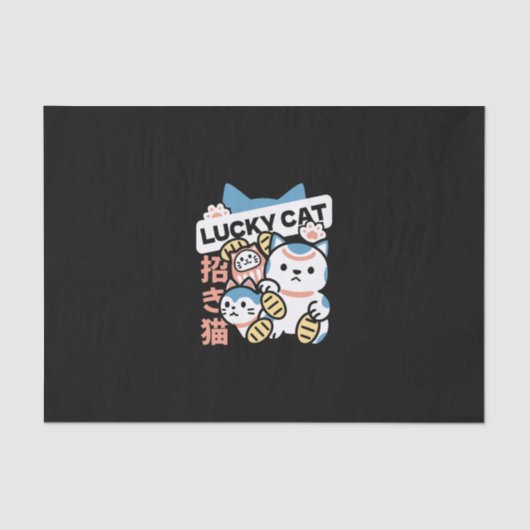 Lucky Cat Art – Maneki Neko with Gold Coin Tissuepapier (Voorkant)