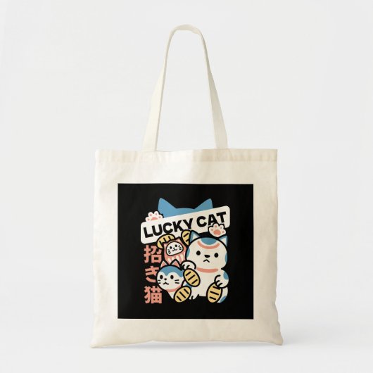 Lucky Cat Art – Maneki Neko with Gold Coin Tote Bag (Voorkant)