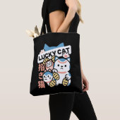 Lucky Cat Art – Maneki Neko with Gold Coin Tote Bag (Dichtbij)