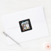 Lucky Cat Art – Maneki Neko with Gold Coin Vierkante Sticker (Envelop)